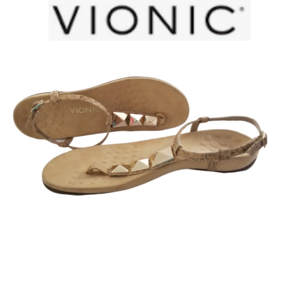 VIONIC Nala T Strap Sandal Gold Cork - Picture 2 of 6